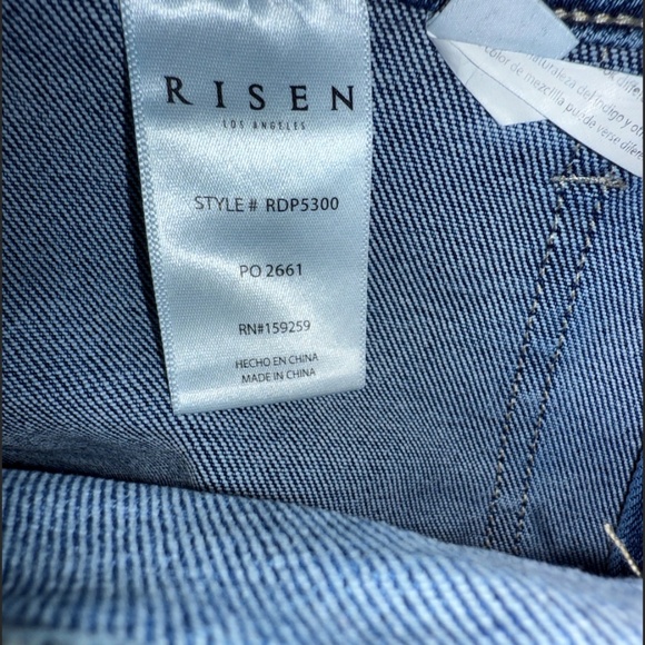 Risen Jeans Women Size 5 / 27 Wide Leg Medium Blue Cargo Large Pockets - Picture 4 of 12